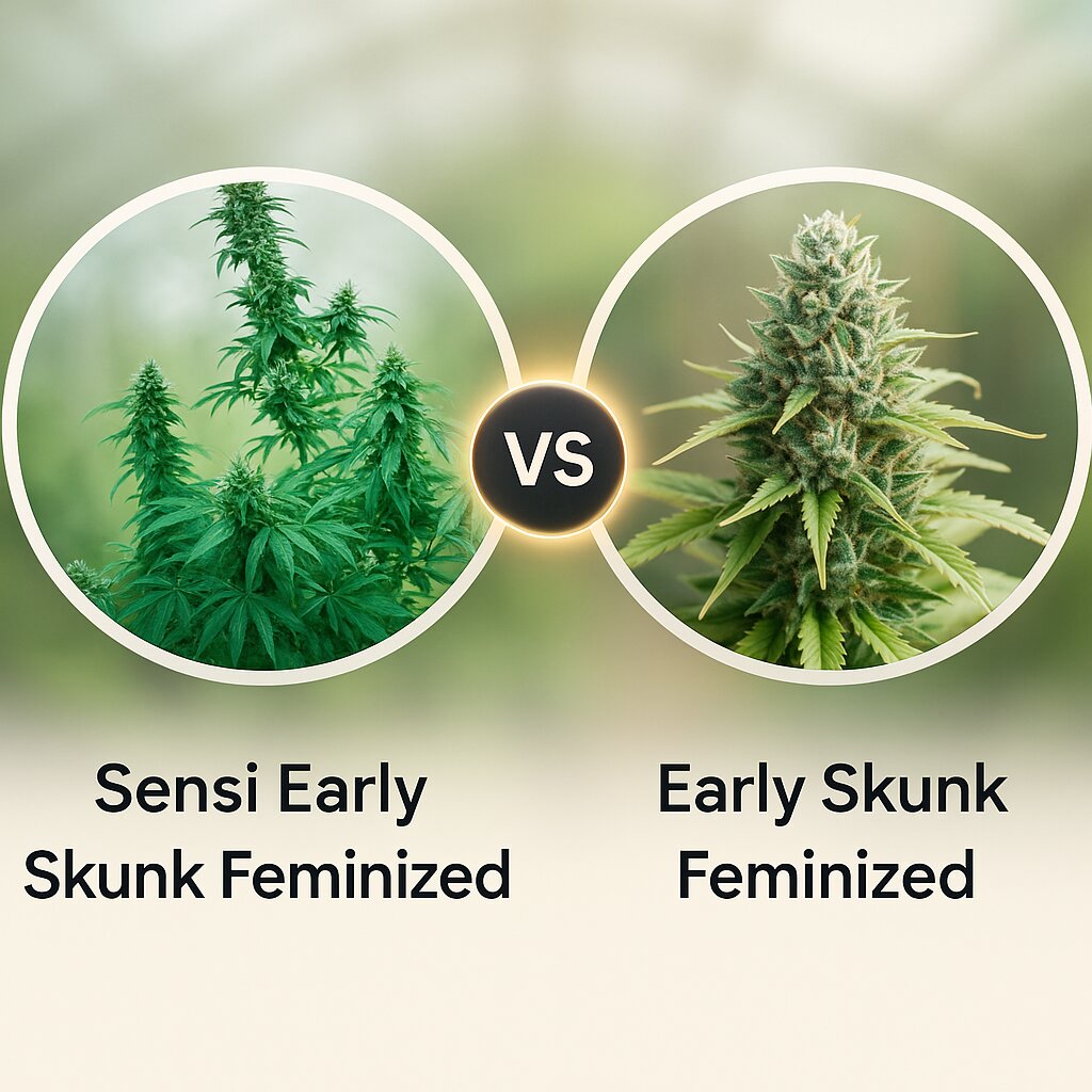Sensi Early Skunk (Sensi Seeds) vs Early Skunk (Seedsman) porównanie nasion konopi