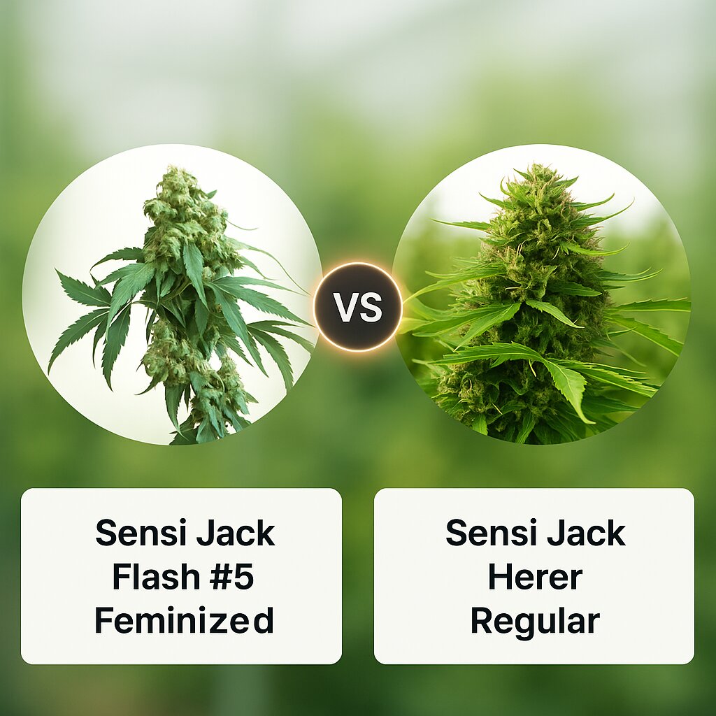 Sensi Jack Flash #5 (Sensi Seeds) vs Sensi Jack Herer (Sensi Seeds) porównanie nasion konopi