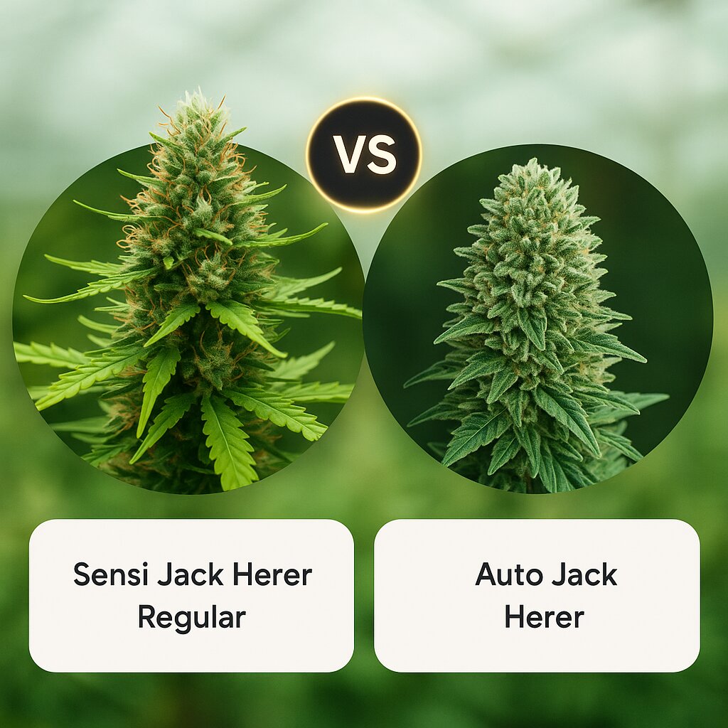 Sensi Jack Herer (Sensi Seeds) vs Auto Jack Herer (Advanced Seeds) porównanie nasion konopi