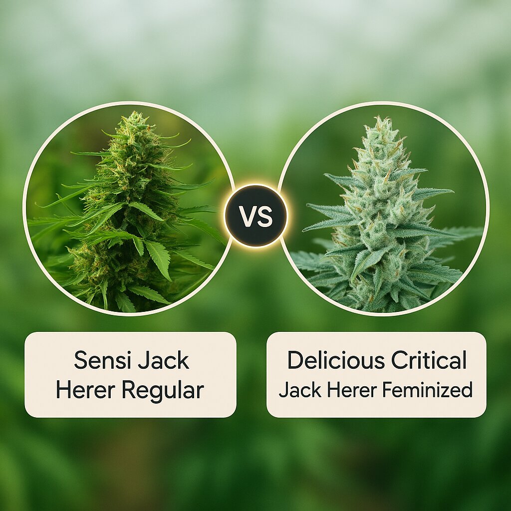 Sensi Jack Herer (Sensi Seeds) vs Delicious Critical Jack Herer (Delicious Seeds) porównanie nasion konopi