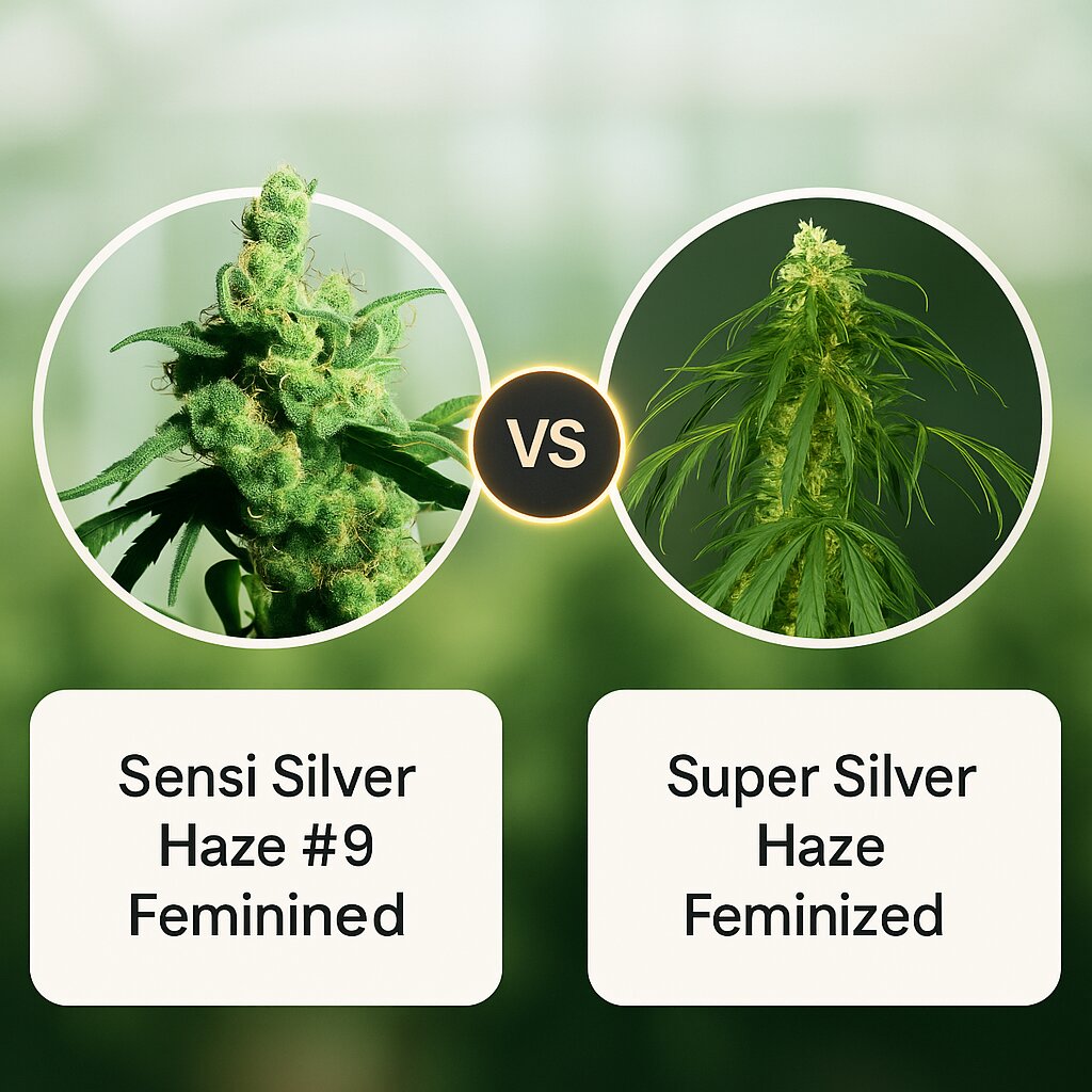 Sensi Silver Haze #9 (Sensi Seeds) vs Super Silver Haze (DinaFem Seeds) porównanie nasion konopi