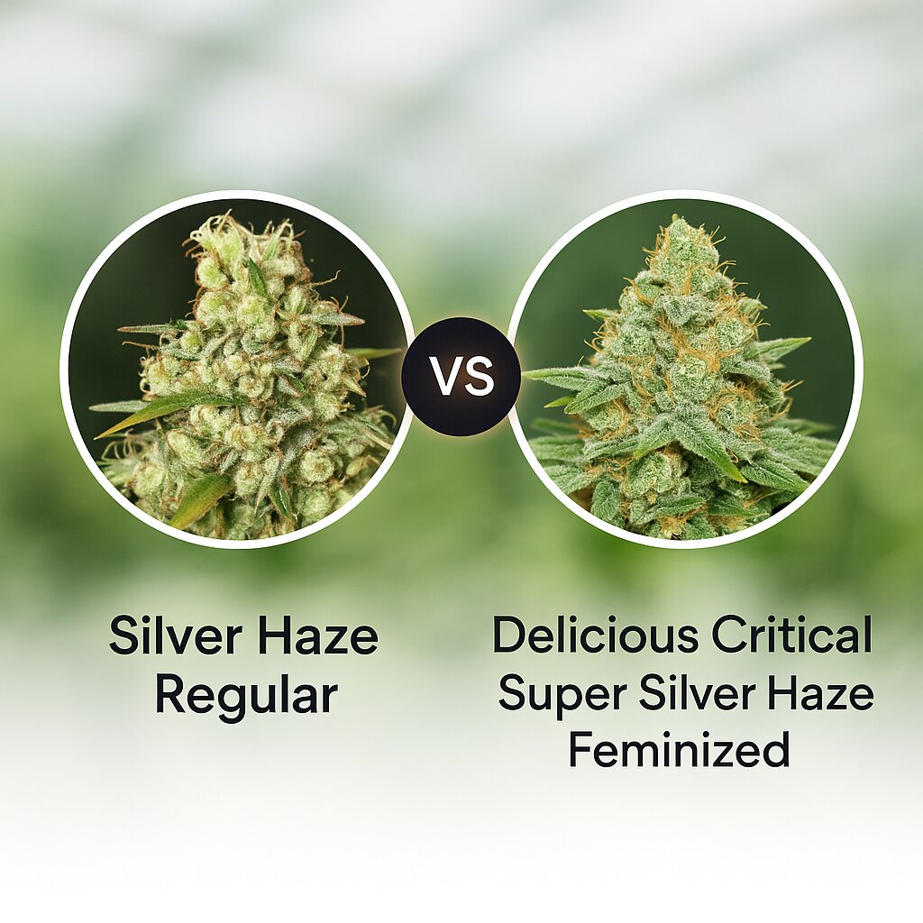 Silver Haze (Sensi Seeds) vs Delicious Critical Super Silver Haze (Delicious Seeds) porównanie nasion konopi