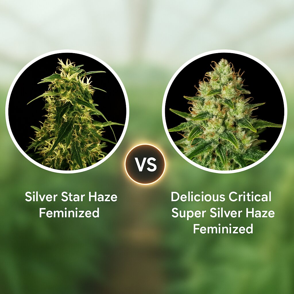 Silver Star Haze (Bulldog Seeds) vs Delicious Critical Super Silver Haze (Delicious Seeds) porównanie nasion konopi