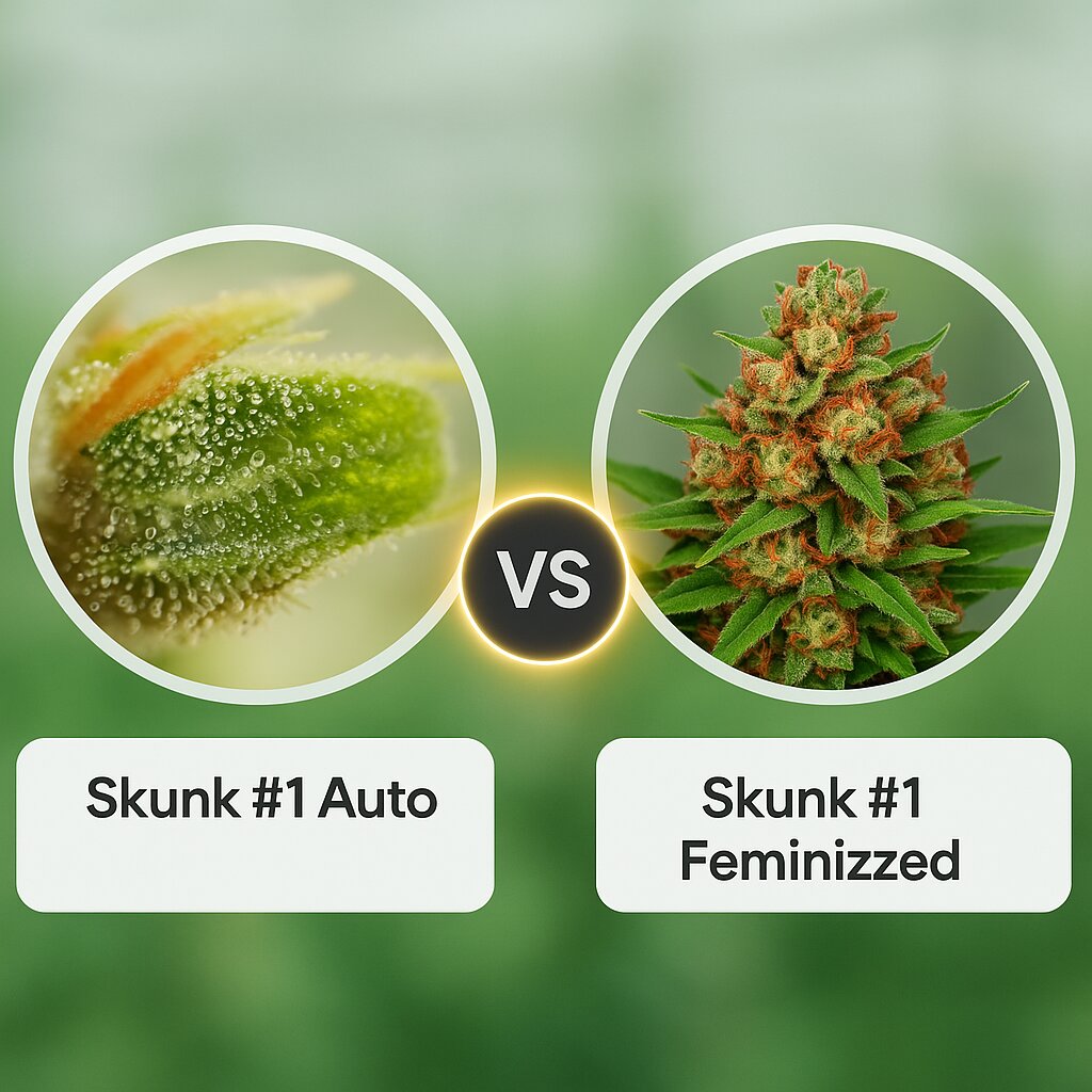 Skunk #1 Auto (Seedsman) vs Skunk #1 (Dutch Passion) porównanie nasion konopi