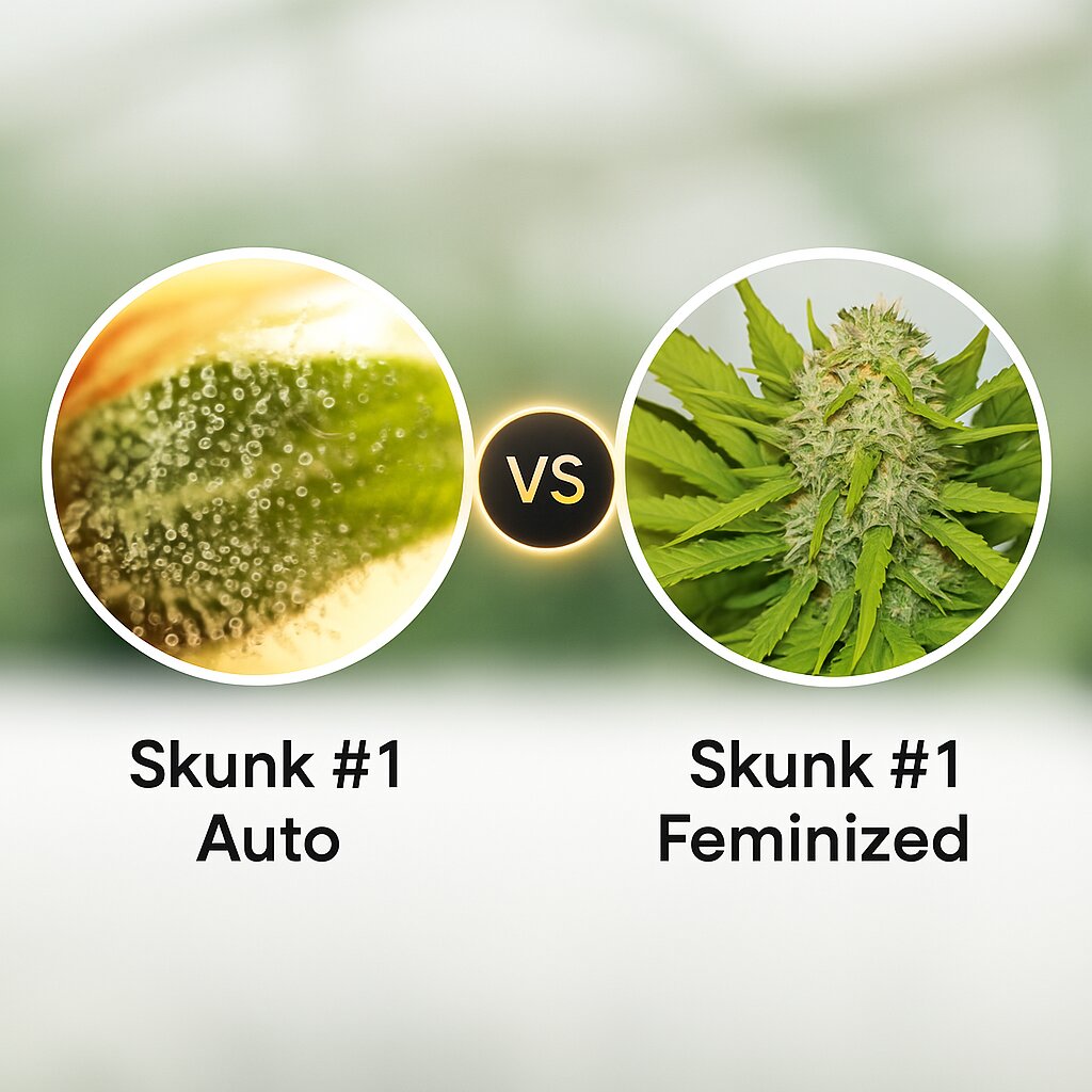 Skunk #1 Auto (Seedsman) vs Skunk #1 (Royal Queen Seeds) porównanie nasion konopi