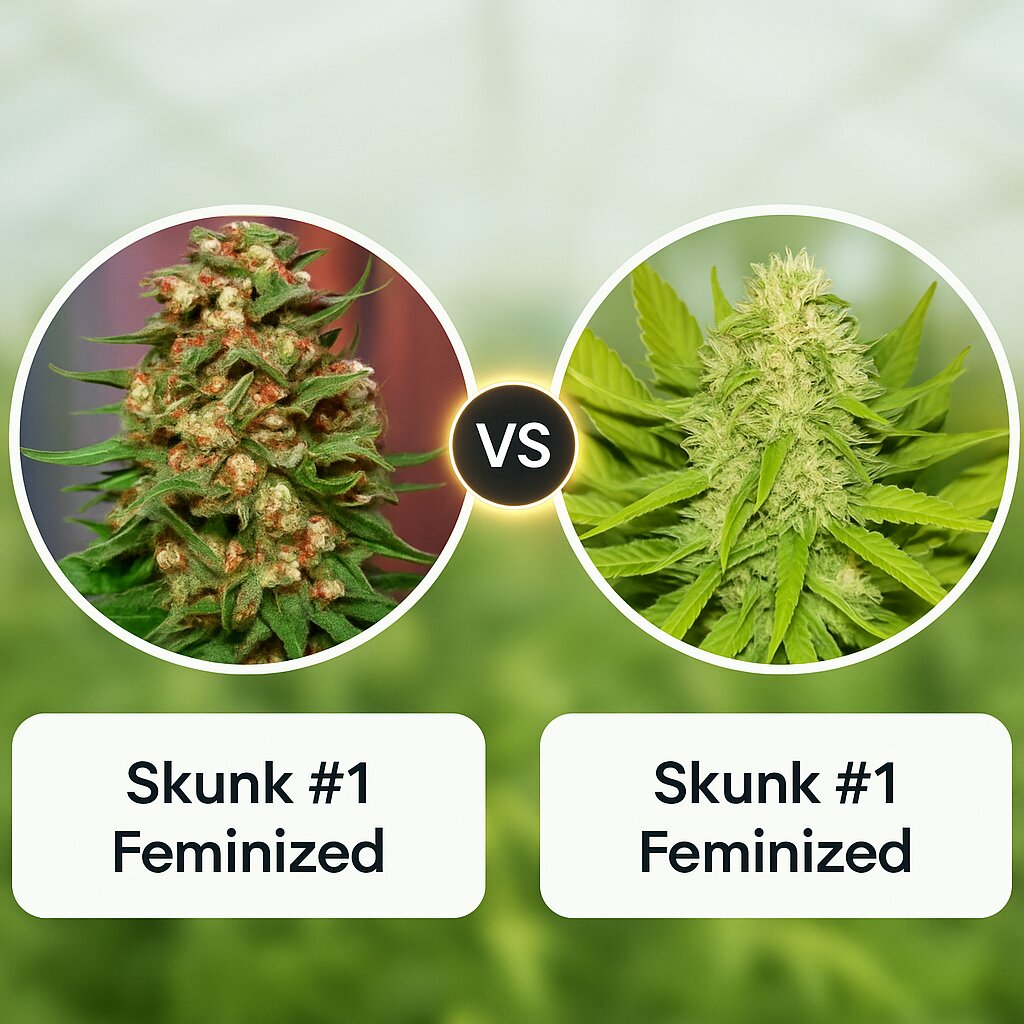 Skunk #1 (Dutch Passion) vs Skunk #1 (Royal Queen Seeds) porównanie nasion konopi