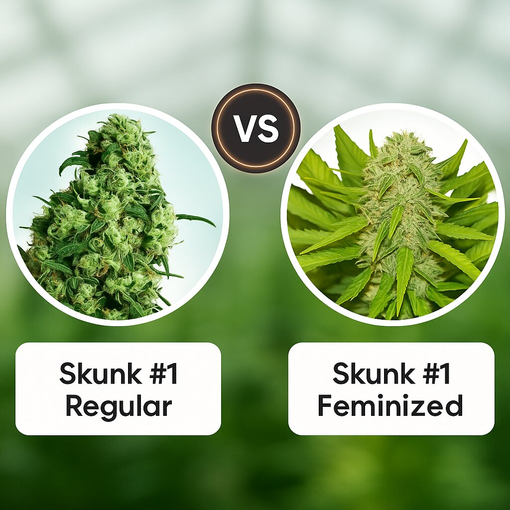 Skunk #1 (Sensi Seeds) vs Skunk #1 (Royal Queen Seeds) porównanie nasion konopi