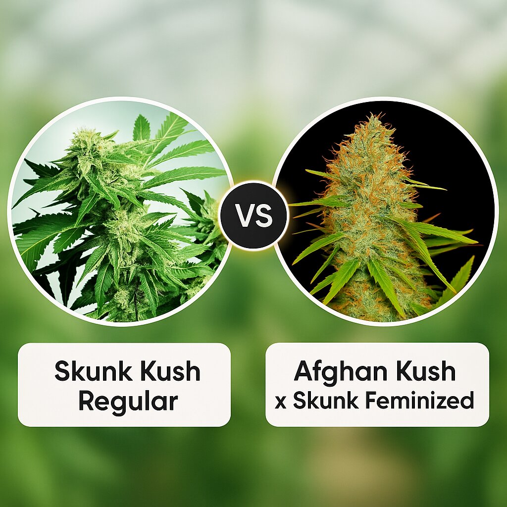 Skunk Kush (Sensi Seeds) vs Afghan Kush x Skunk (World of Seeds) porównanie nasion konopi