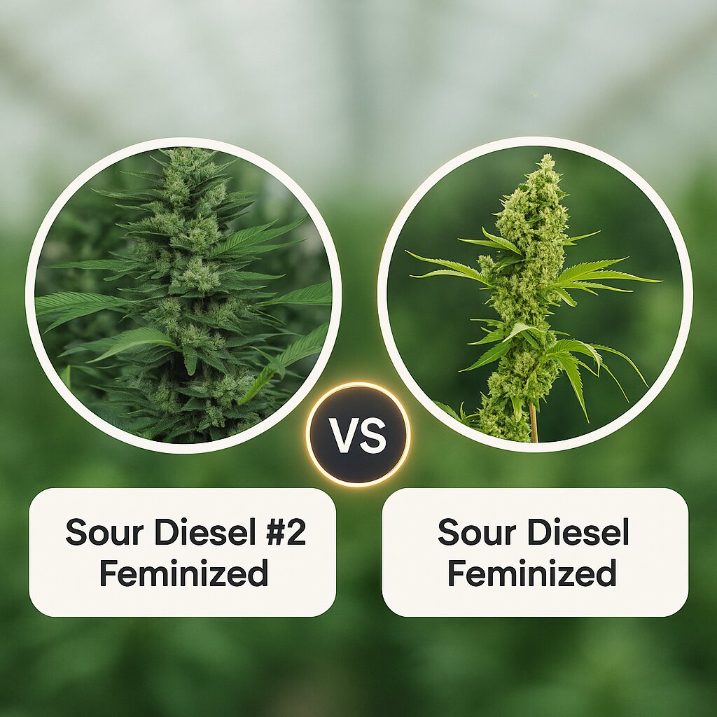 Sour Diesel #2 (Humboldt Seed Organization) vs Sour Diesel (Bulldog Seeds) porównanie nasion konopi