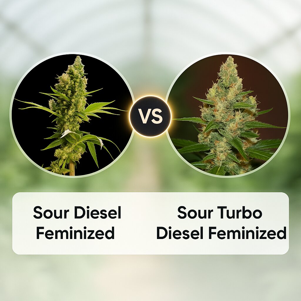 Sour Diesel (Bulldog Seeds) vs Sour Turbo Diesel (Cream of the Crop) porównanie nasion konopi