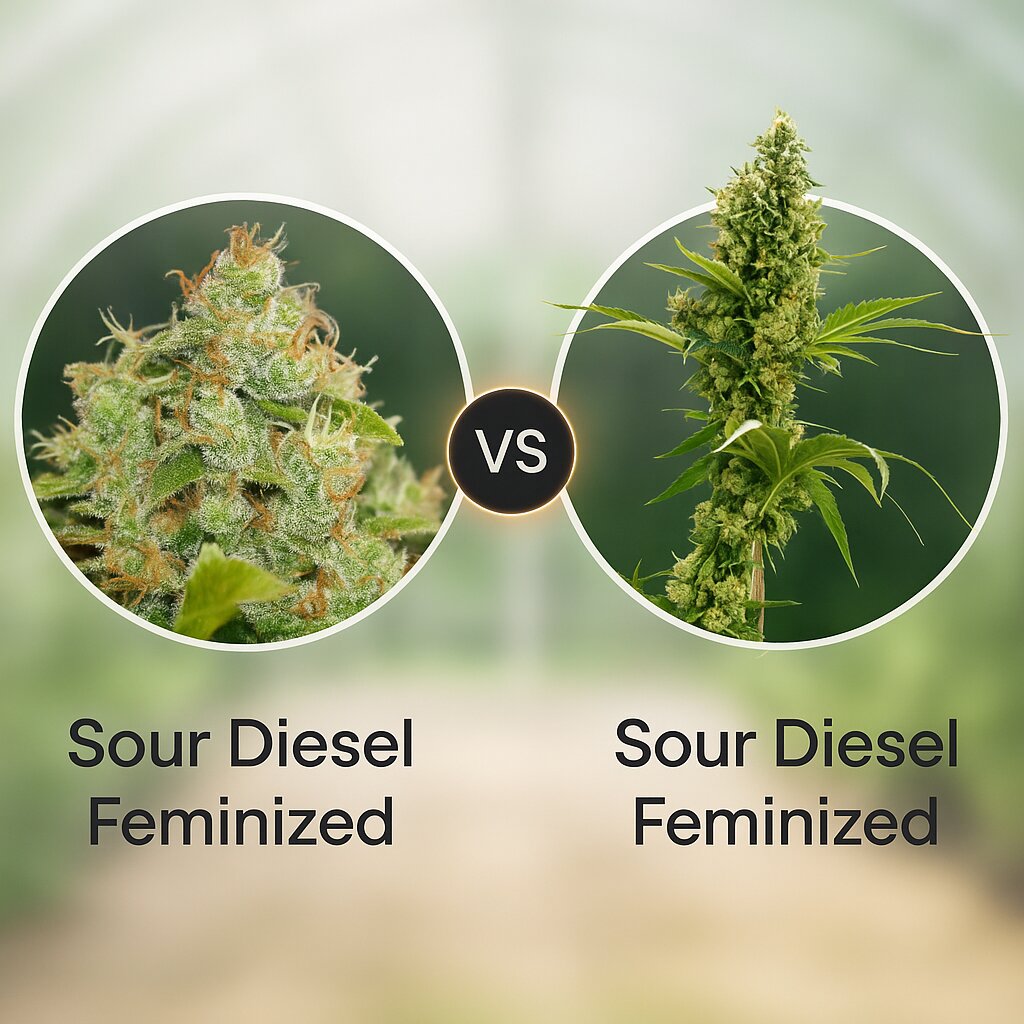 Sour Diesel (Medical Seeds) vs Sour Diesel (Bulldog Seeds) porównanie nasion konopi