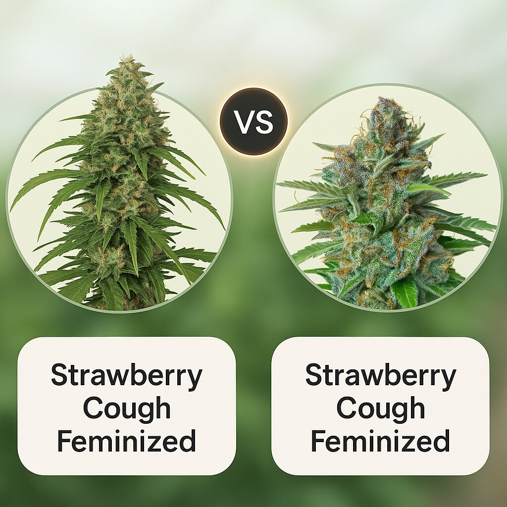 Strawberry Cough (Dutch Passion) vs Strawberry Cough (Royal Queen Seeds) porównanie nasion konopi
