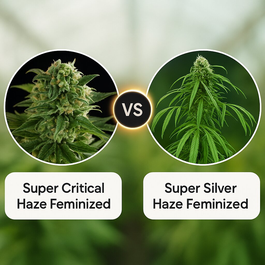 Super Critical Haze (DinaFem Seeds) vs Super Silver Haze (DinaFem Seeds) porównanie nasion konopi