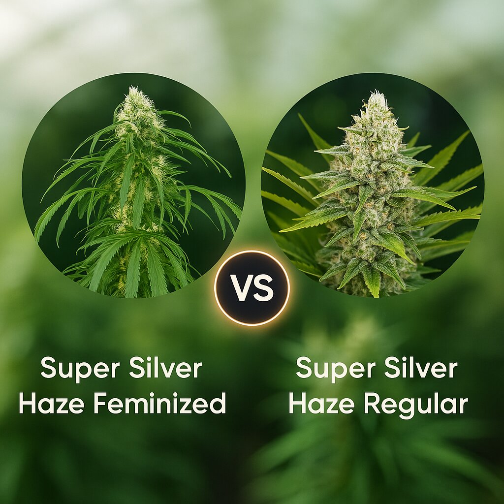 Super Silver Haze (DinaFem Seeds) vs Super Silver Haze (Mr Nice Seedbank) porównanie nasion konopi