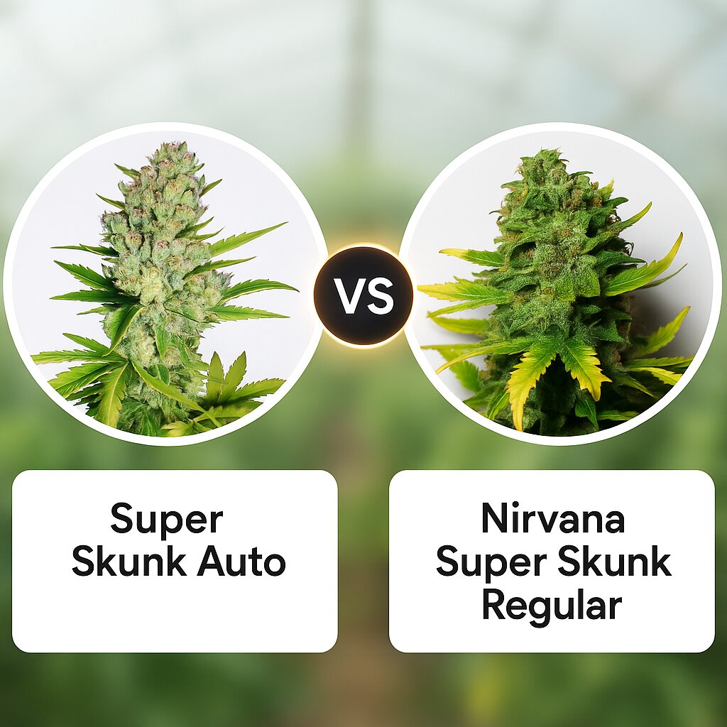Super Skunk Auto (Sensi Seeds) vs Nirvana Super Skunk (Nirvana Seeds) porównanie nasion konopi