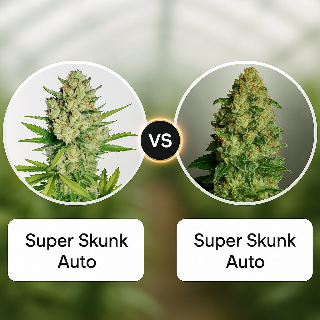 Super Skunk Auto (Sensi Seeds) vs Super Skunk Auto (Dr Krippling) porównanie nasion konopi