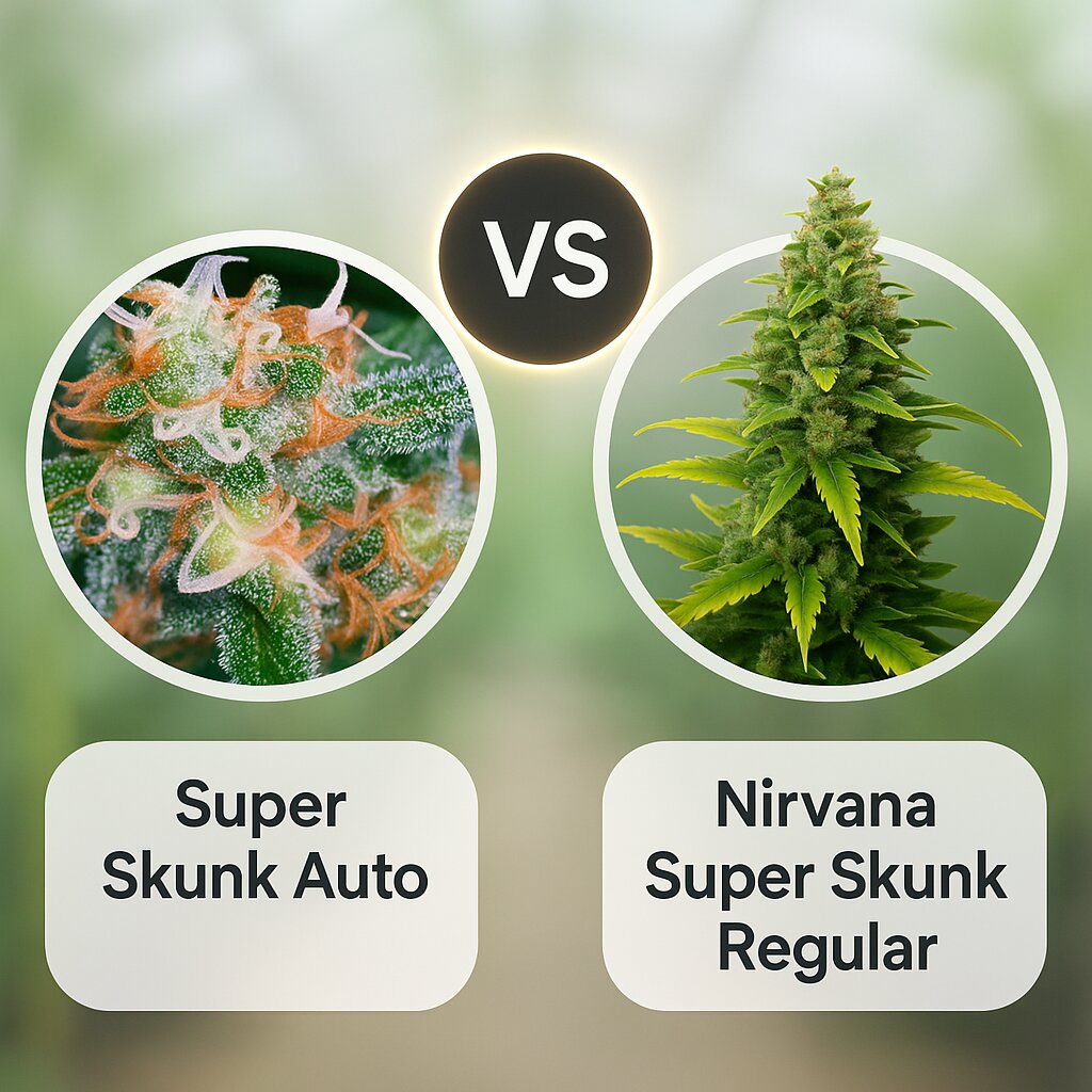 Super Skunk Auto (Vision Seeds) vs Nirvana Super Skunk (Nirvana Seeds) porównanie nasion konopi