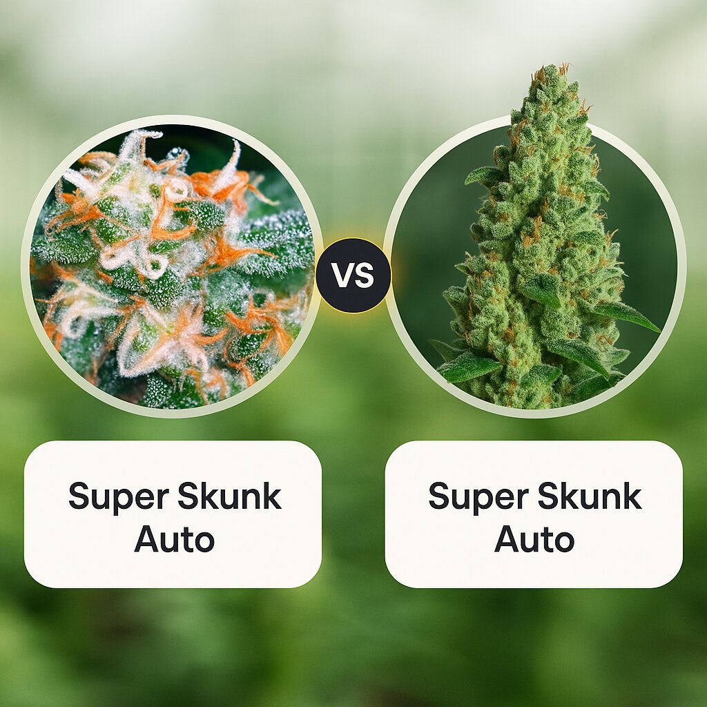 Super Skunk Auto (Vision Seeds) vs Super Skunk Auto (Dr Krippling) porównanie nasion konopi