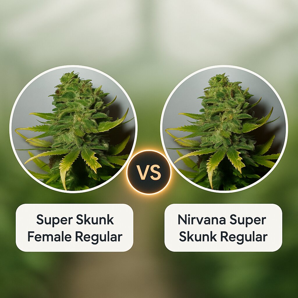 Super Skunk Female (Nirvana Seeds) vs Nirvana Super Skunk (Nirvana Seeds) Porównanie nasion konopi