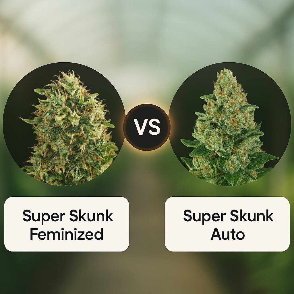 Super Skunk (Vision Seeds) vs Super Skunk Auto (Dr Krippling) porównanie nasion konopi