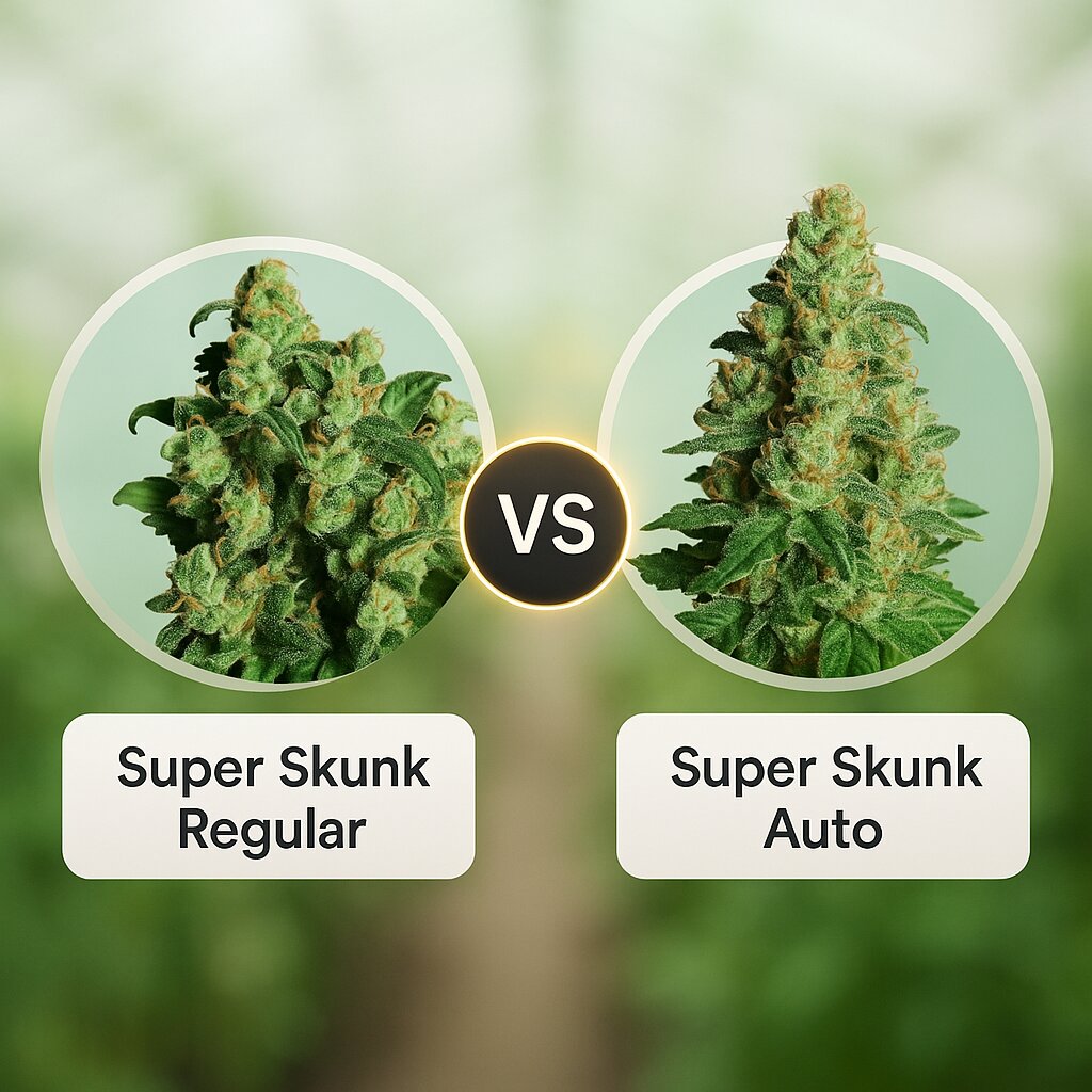 Super Skunk (Sensi Seeds) vs Super Skunk Auto (Dr Krippling) porównanie nasion konopi