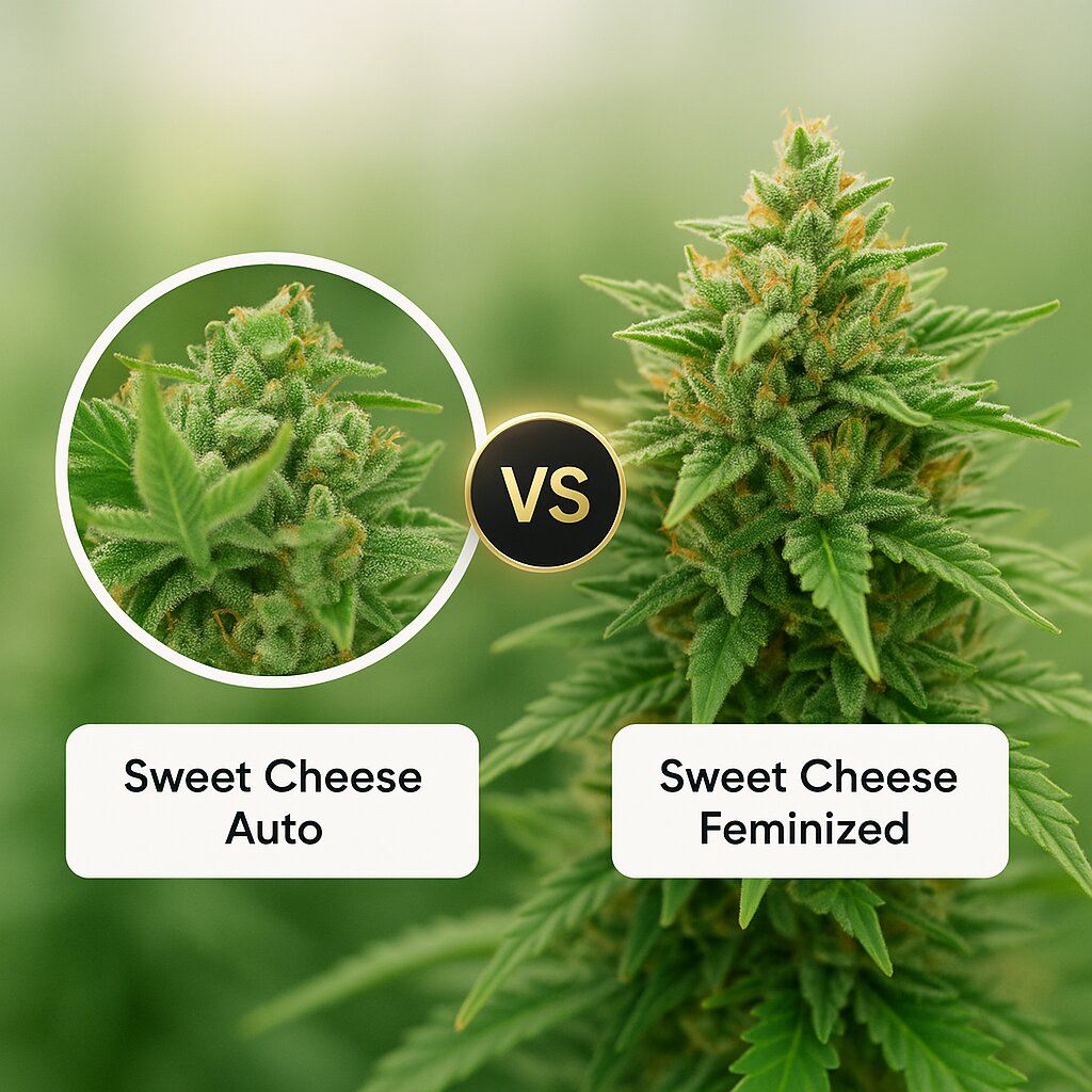 Sweet Cheese Auto (Sweet Seeds) vs Sweet Cheese (Sweet Seeds) Porównanie nasion konopi