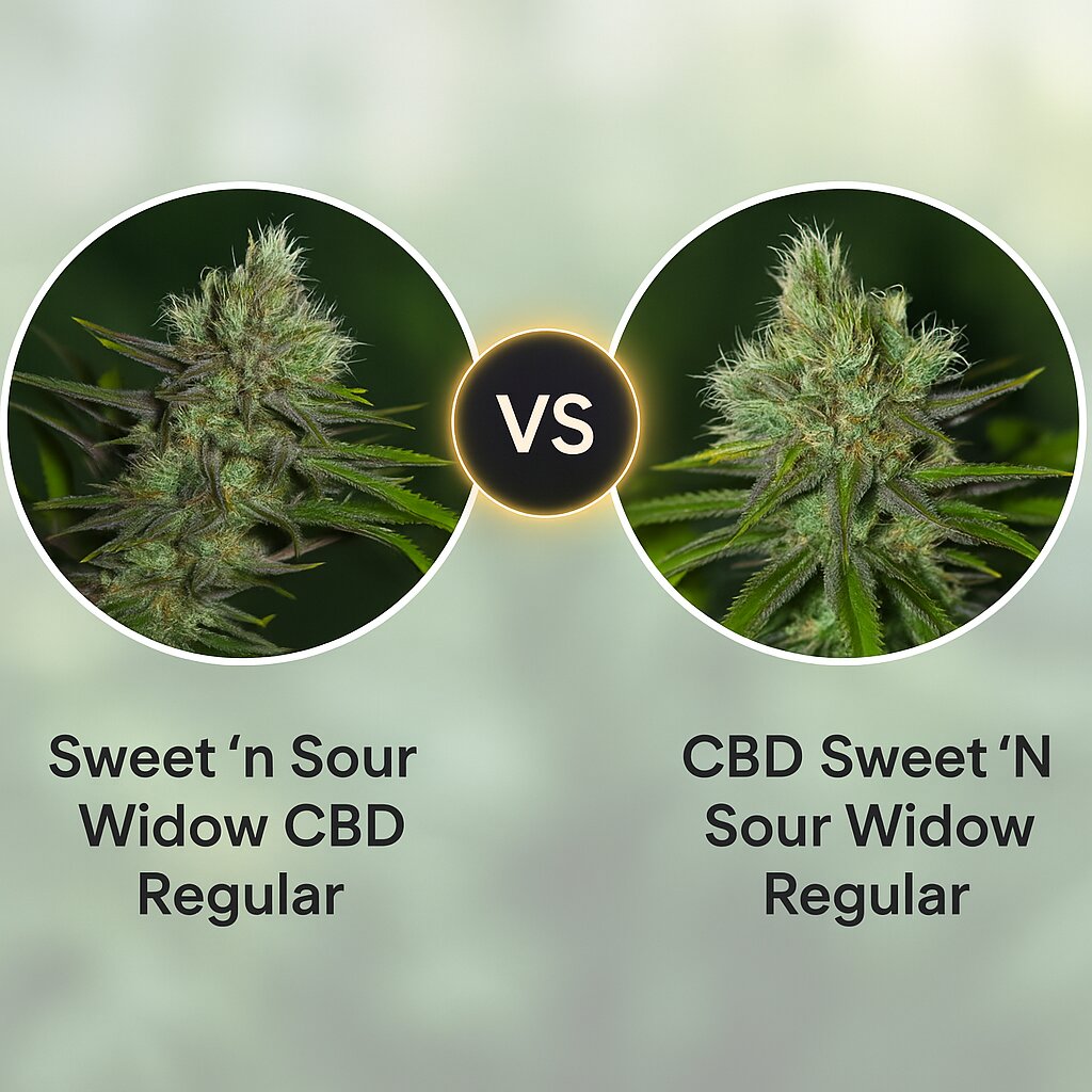 Sweet 'n Sour Widow CBD (CBD Crew) vs CBD Sweet 'N Sour Widow (Seedsman) porównanie nasion konopi