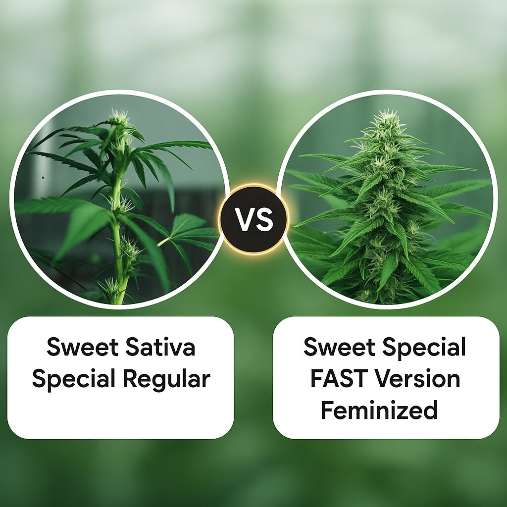 Sweet Sativa Special (Sativa SeedBank) vs Sweet Special FAST Version (Sweet Seeds) porównanie nasion konopi