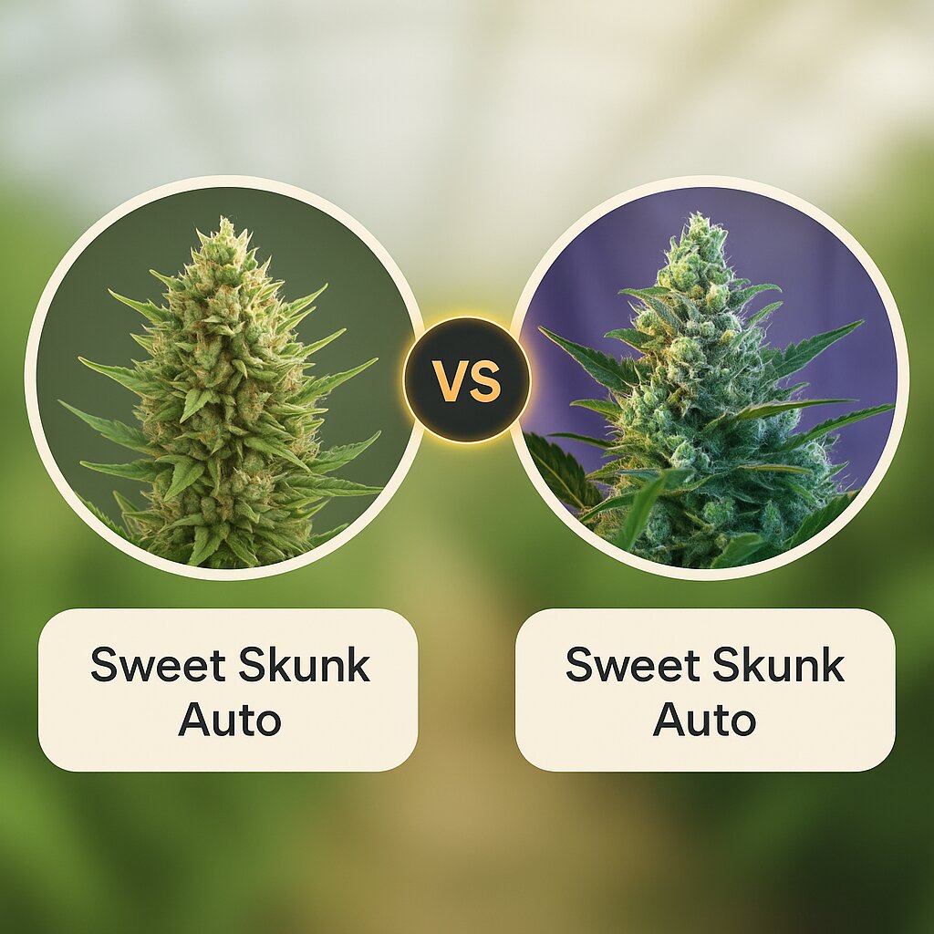 Sweet Skunk Auto (Royal Queen Seeds) vs Sweet Skunk Auto (Sweet Seeds) porównanie nasion konopi