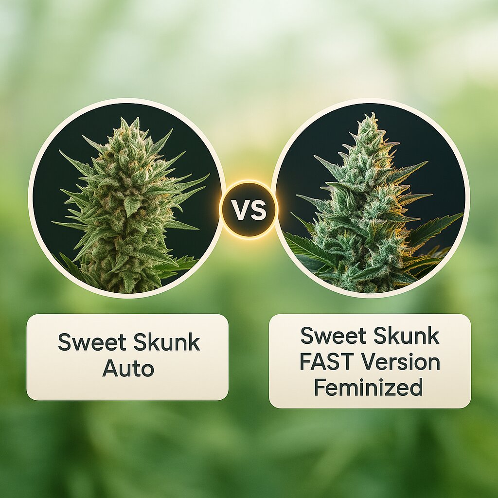 Sweet Skunk Auto (Royal Queen Seeds) vs Sweet Skunk FAST Version (Sweet Seeds) porównanie nasion konopi