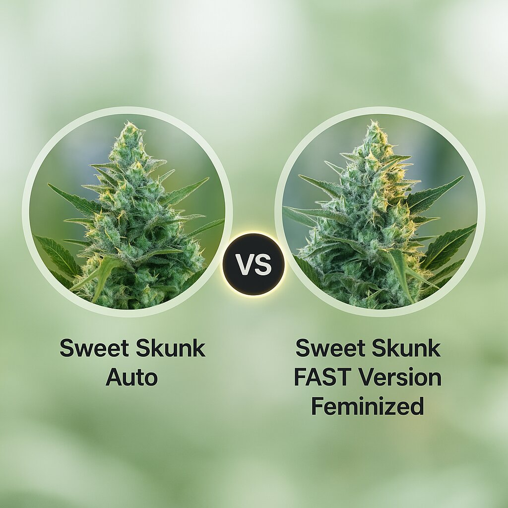 Sweet Skunk Auto (Sweet Seeds) vs Sweet Skunk FAST Version (Sweet Seeds) porównanie nasion konopi