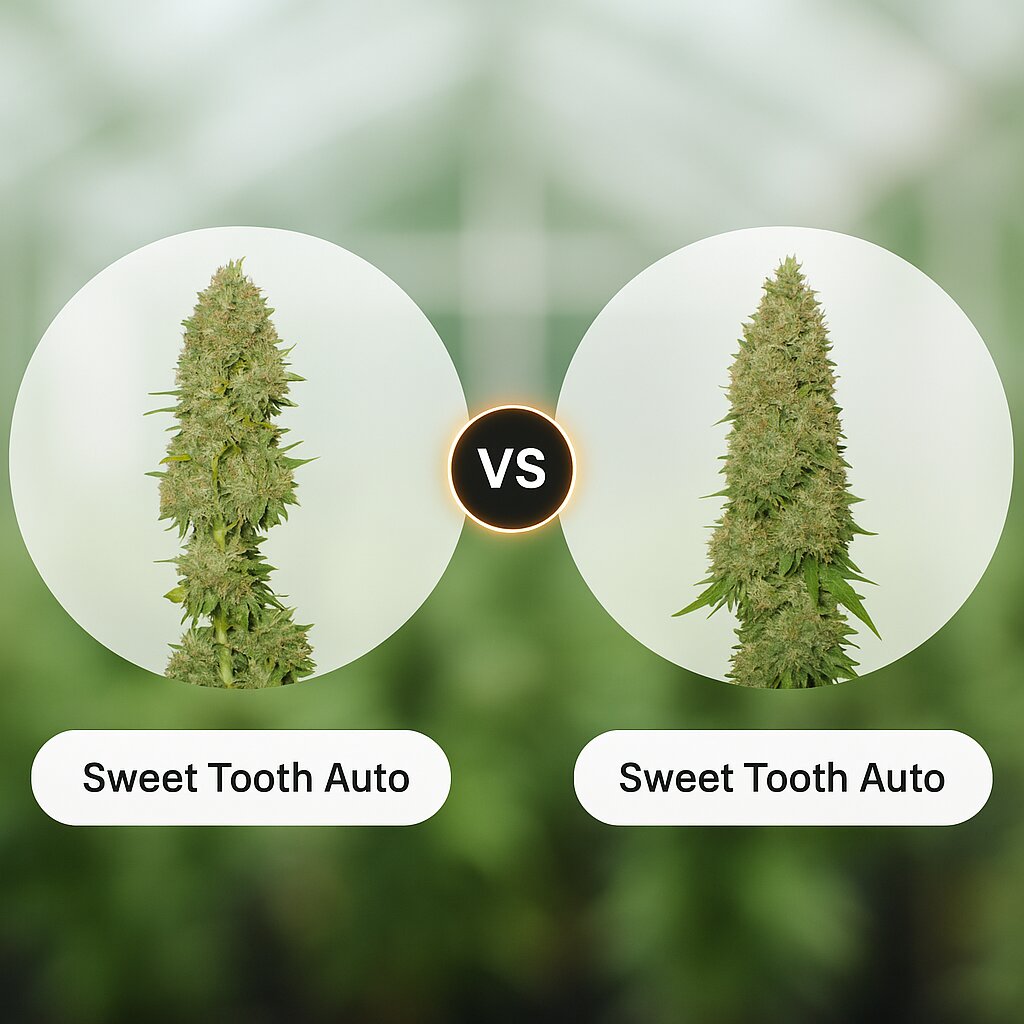 Sweet Tooth Auto (Barneys Farm) vs Sweet Tooth Auto (Seedsman) porównanie nasion konopi