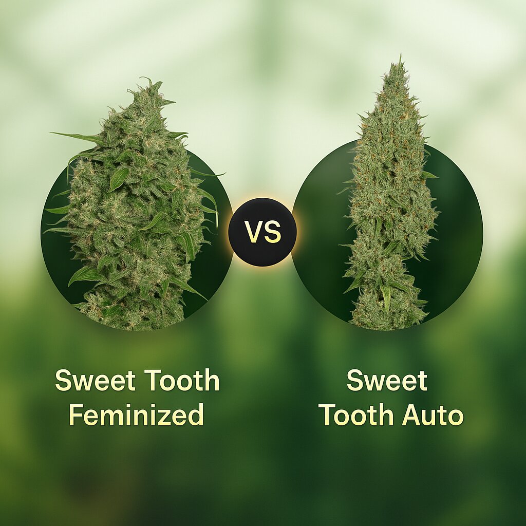 Sweet Tooth (Barneys Farm) vs Sweet Tooth Auto (Seedsman) porównanie nasion konopi