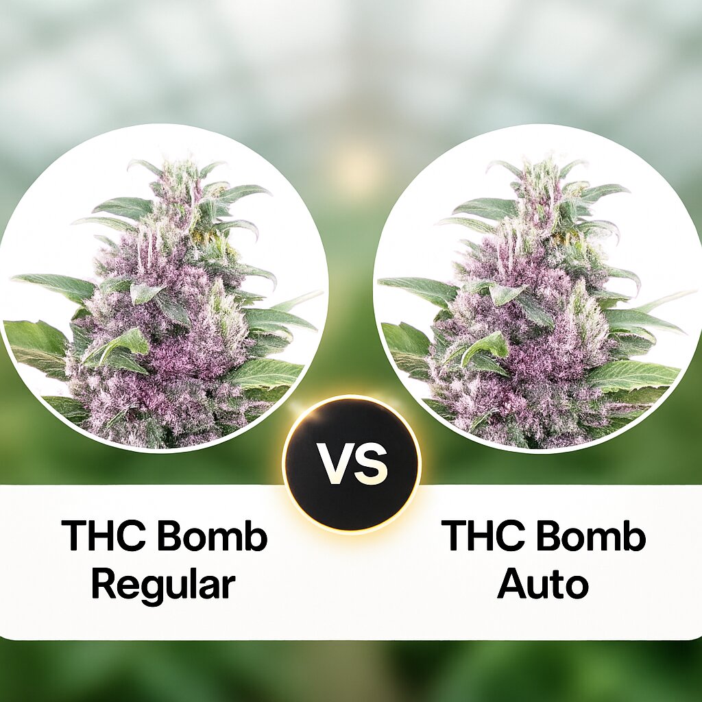 THC Bomb (Bomb Seeds) vs THC Bomb Auto (Bomb Seeds) porównanie nasion konopi