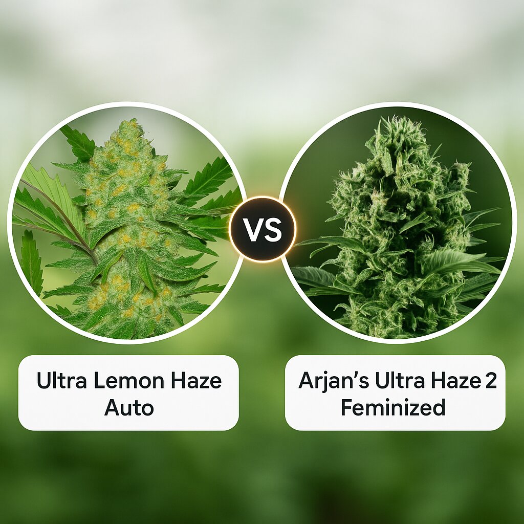 Ultra Lemon Haze (Auto Seeds) vs Arjan's Ultra Haze 2 (Greenhouse Seed Co) Porównanie nasion konopi
