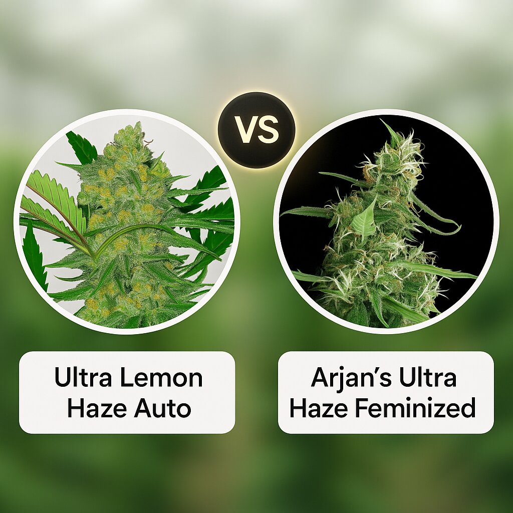 Ultra Lemon Haze (Auto Seeds) vs Arjan's Ultra Haze (Greenhouse Seed Co) porównanie nasion konopi
