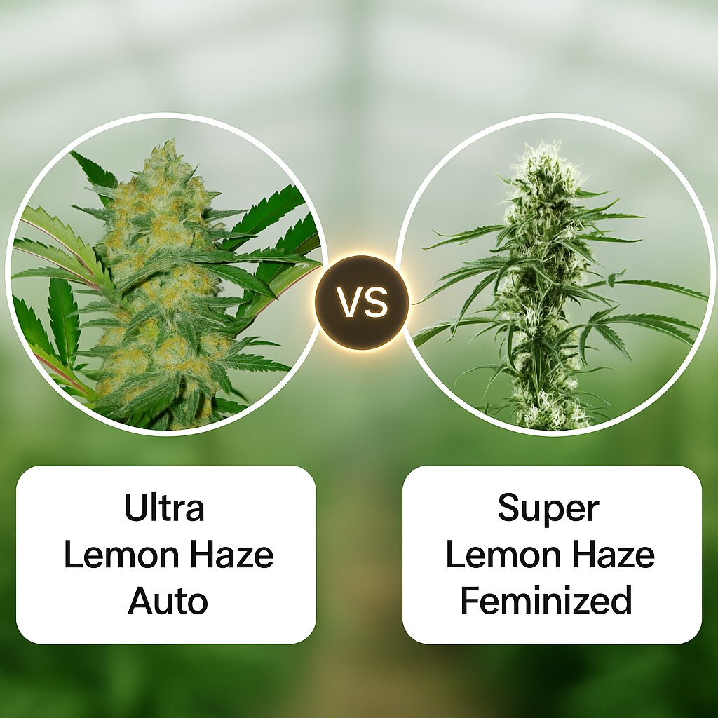 Ultra Lemon Haze (Auto Seeds) vs Super Lemon Haze (Greenhouse Seed Co) porównanie nasion konopi