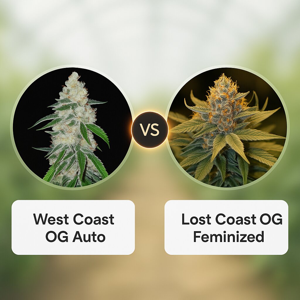 West Coast OG Auto (FastBuds) vs Lost Coast OG (Humboldt Seed Organization) Porównanie nasion konopi
