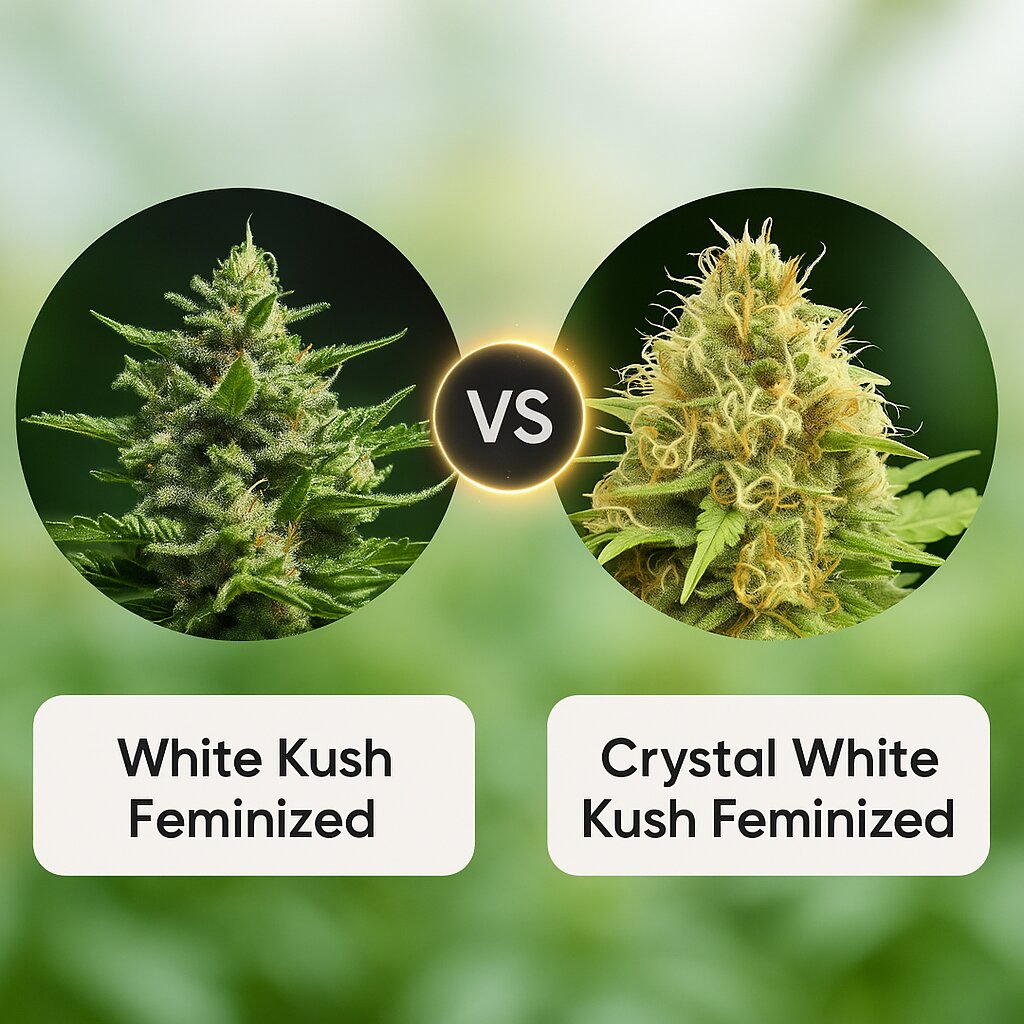 White Kush (Advanced Seeds) vs Crystal White Kush (Dutch Passion) porównanie nasion konopi