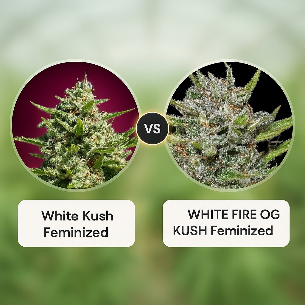 White Kush (Advanced Seeds) vs WHITE FIRE OG KUSH (Bighead Seeds) porównanie nasion konopi