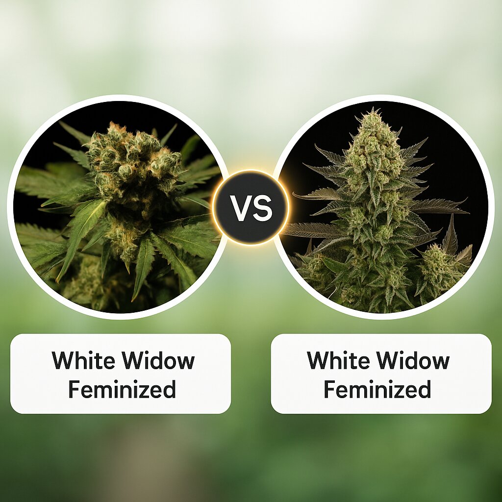 White Widow (Bulldog Seeds) vs White Widow (DinaFem Seeds) porównanie nasion konopi