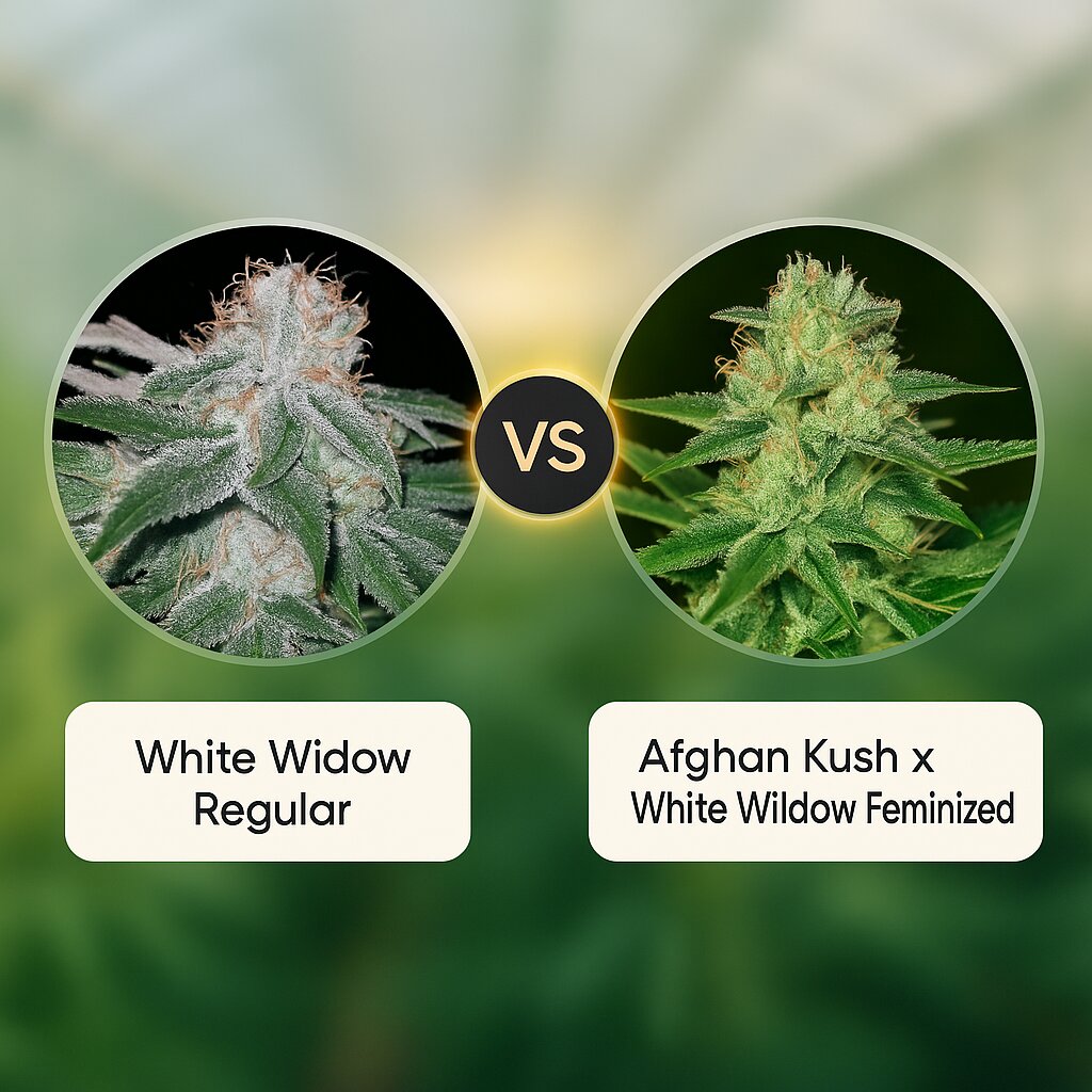 White Widow (Seedsman) vs Afghan Kush x White Widow (World of Seeds) porównanie nasion konopi